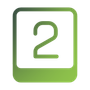 A green square with the number 2 inside of it.