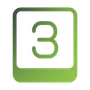 A green square with the number three inside of it