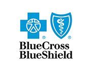 A blue cross blue shield logo with a cross and shield on a white background.
