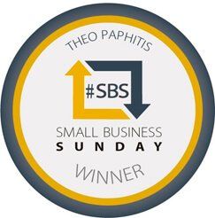 The logo for the small business sunday winner.