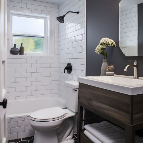 A bathroom with a toilet a sink and a window