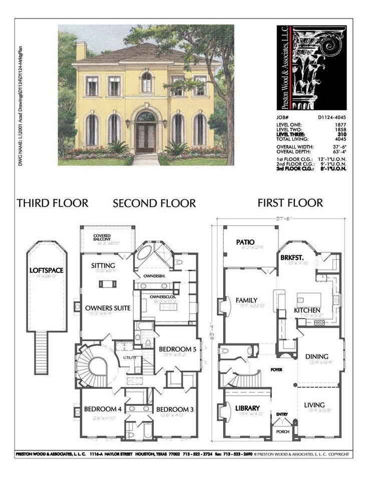 A floor plan of a house showing the third floor , second floor , and first floor.