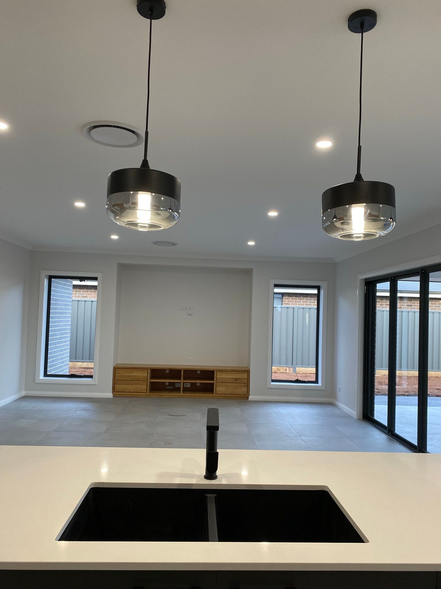 New Build House With Two Beautiful Pendant Lights — Kitchen Renovations in Dubbo, QLD