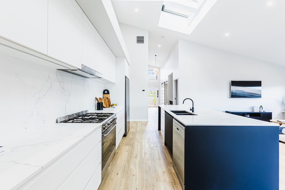 White And Blue Themed Kitchen — Kitchen Renovations in Dubbo, QLD