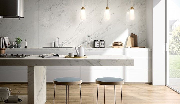 Grey Marble Tops And Barstools — Kitchen Renovations in Dubbo, QLD