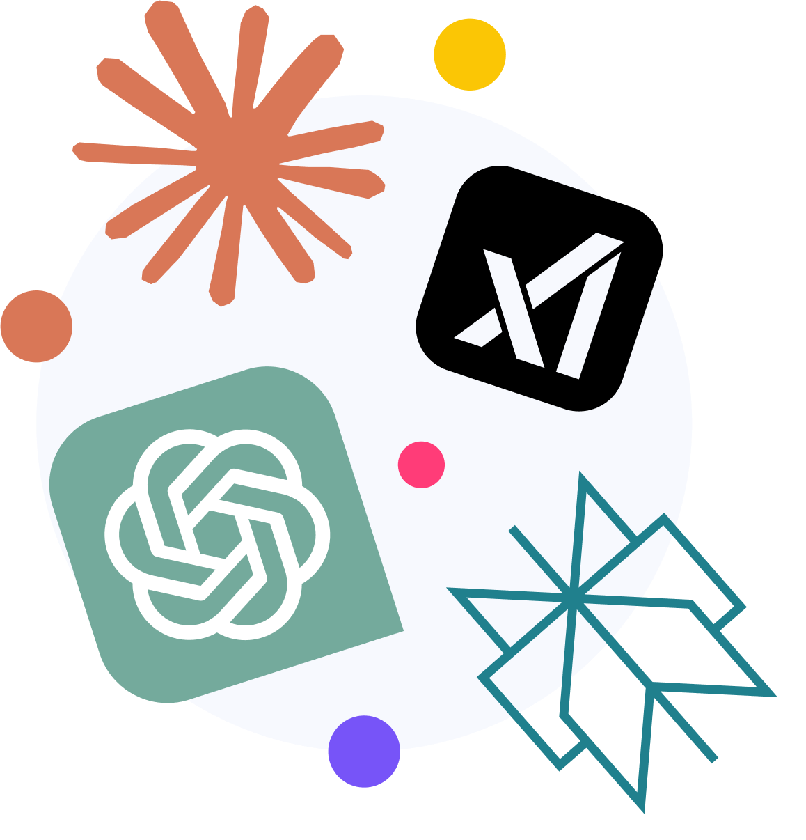 A burst of assorted pipular Ai logos