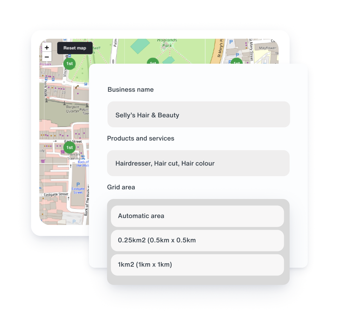 Showing the ability to change the grid area manually as well as automatically.