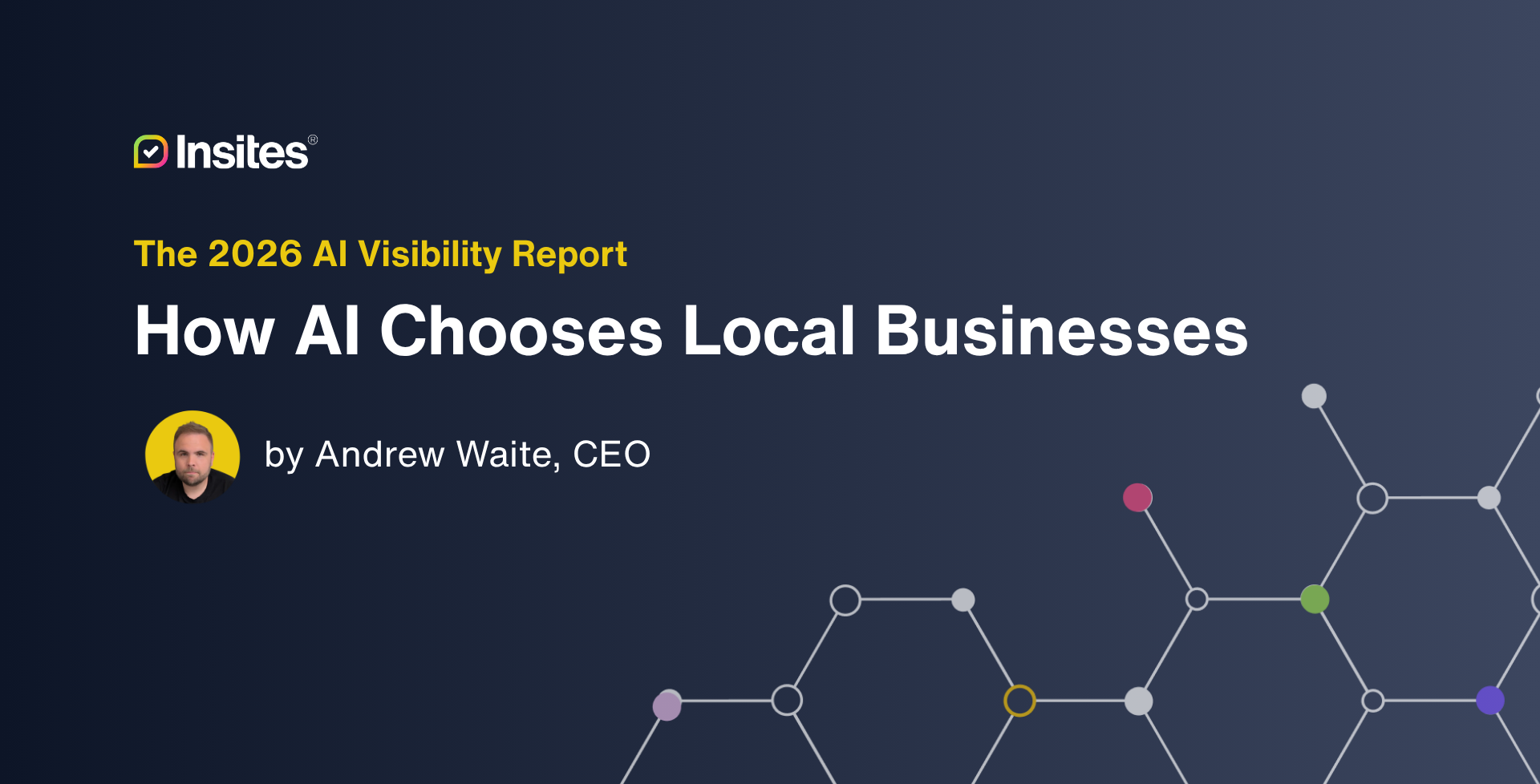 Title slide: “The 2025 AI Visibility Report – How AI Chooses Local Businesses” on a dark blue background