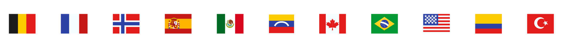 A strip of international flags