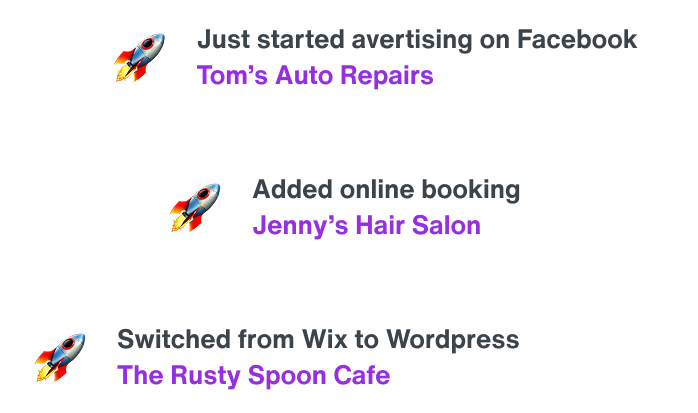 Alerts for businesses that have just changed their online marketing