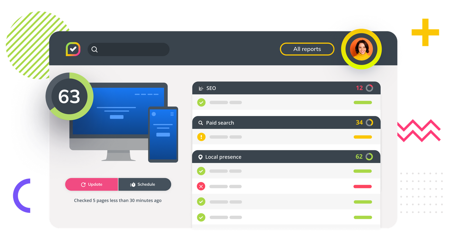 Mock-up of Insites digital marketing audit tool