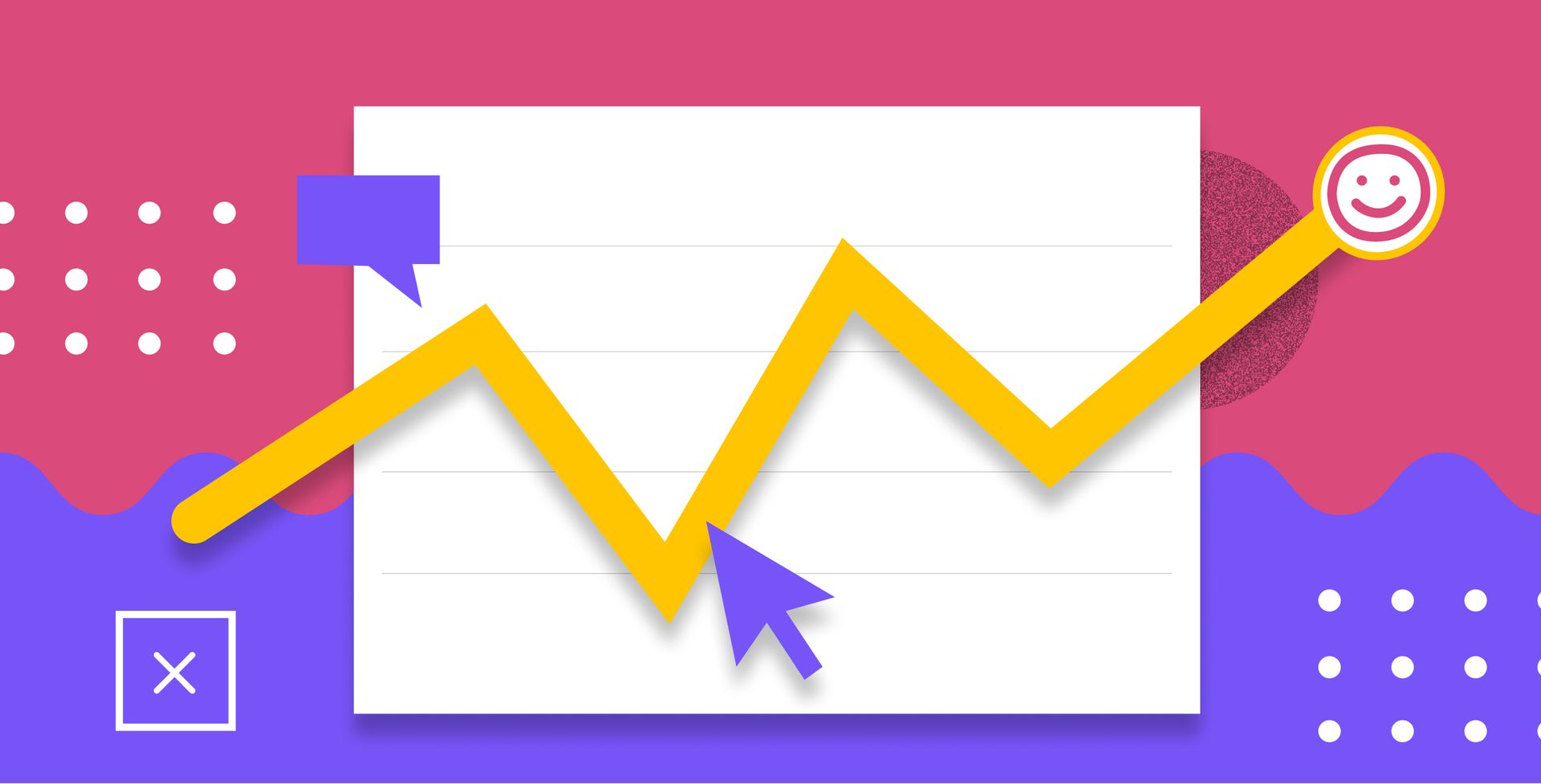 A graph with a smiley face on it and an arrow pointing up to demonstrate increasing sales metrics.