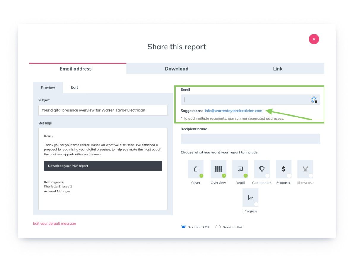 A screenshot of the Insites platform's proposal tool, demonstrating how it works.