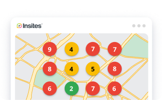 Insites Local Ranking grid showing a business ranking locally on a map