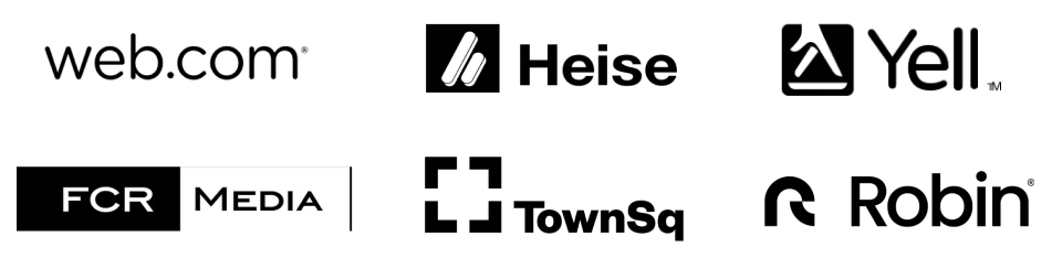 Client logos, including Yell, Robin and Heise