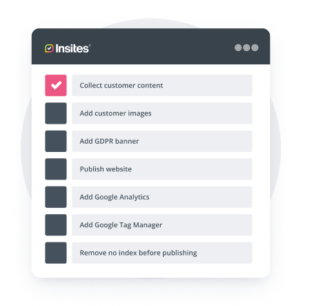 A checklist of items to be fixed on a website
