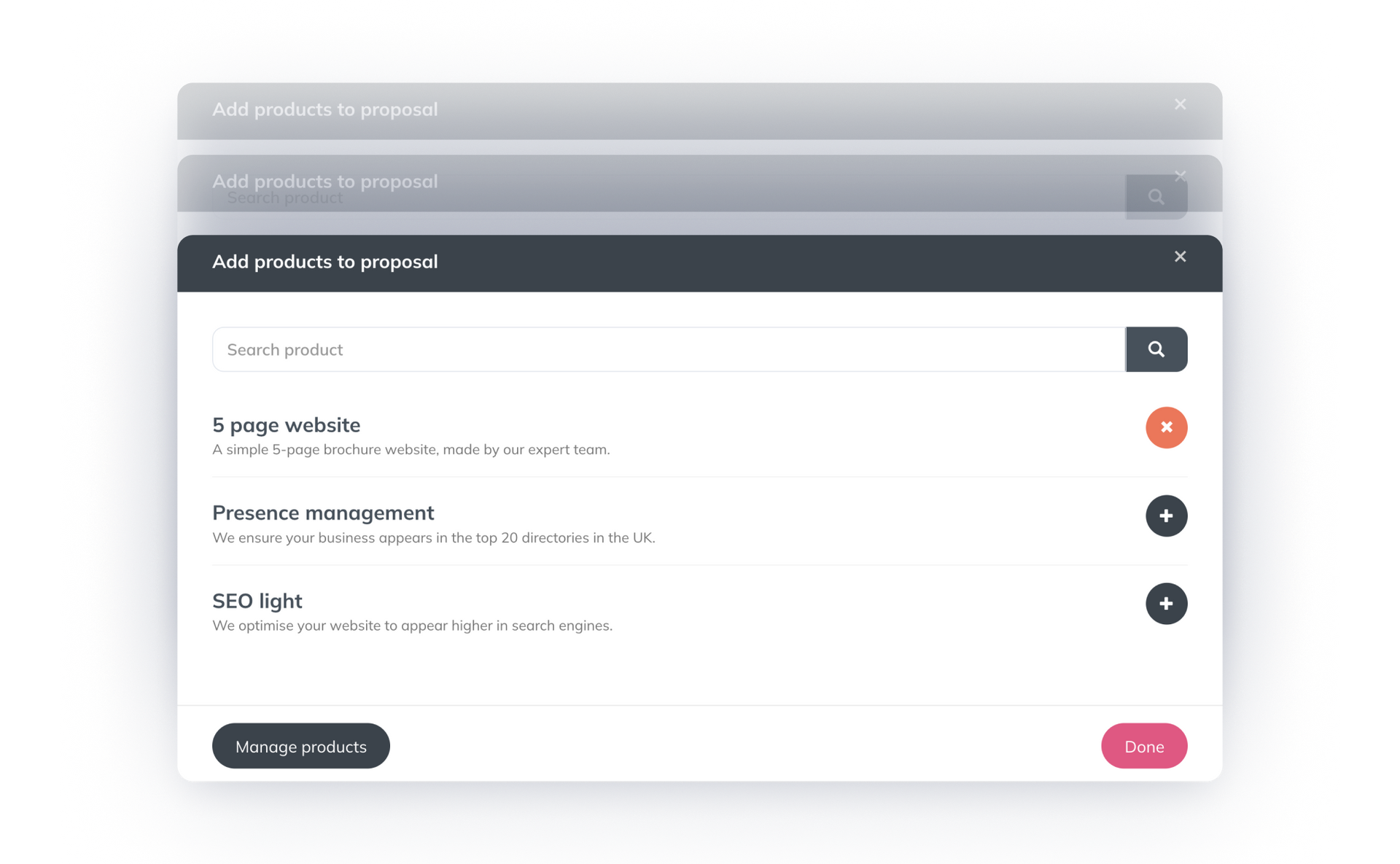 Screenshot of Insites proposal builder