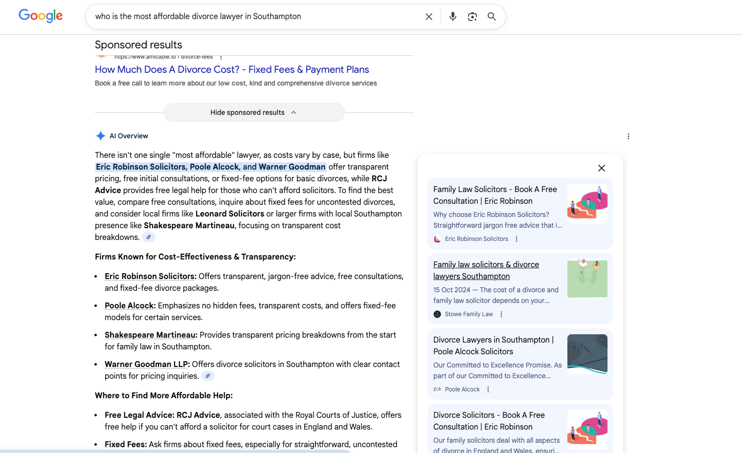 Screenshot of Google search results for 
