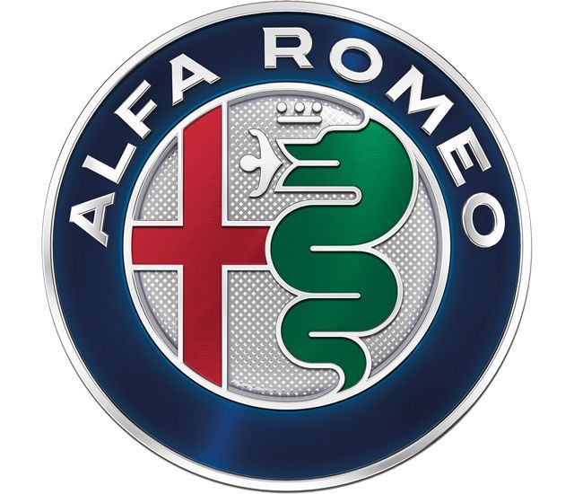 An alfa romeo logo with a snake and a cross