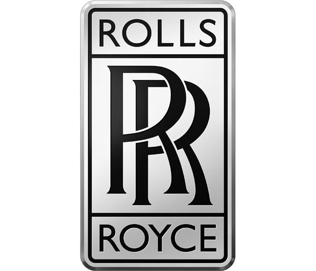 The rolls royce logo is on a white background.