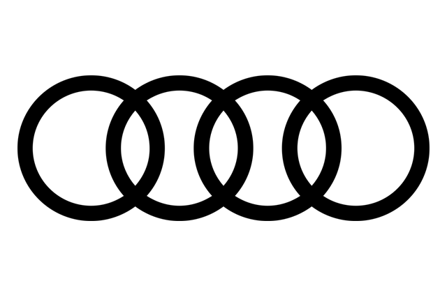 The audi logo is a black and white circle on a white background.