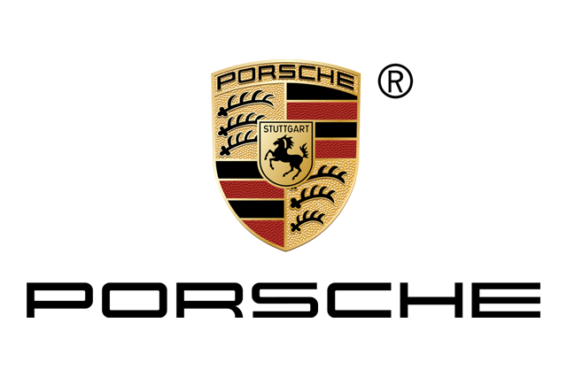 The porsche logo is on a white background.