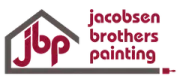 Jacobsen Brothers Painting logo with burgundy “jbp” house icon and company name on white background
