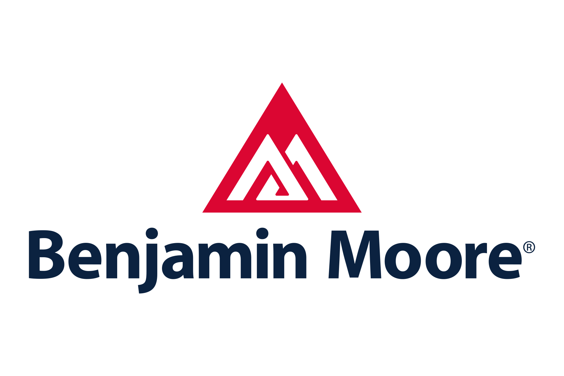 Benjamin Moore logo with red triangle icon and dark blue text on white background
