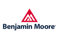 Benjamin Moore logo with red triangular emblem and dark blue text
