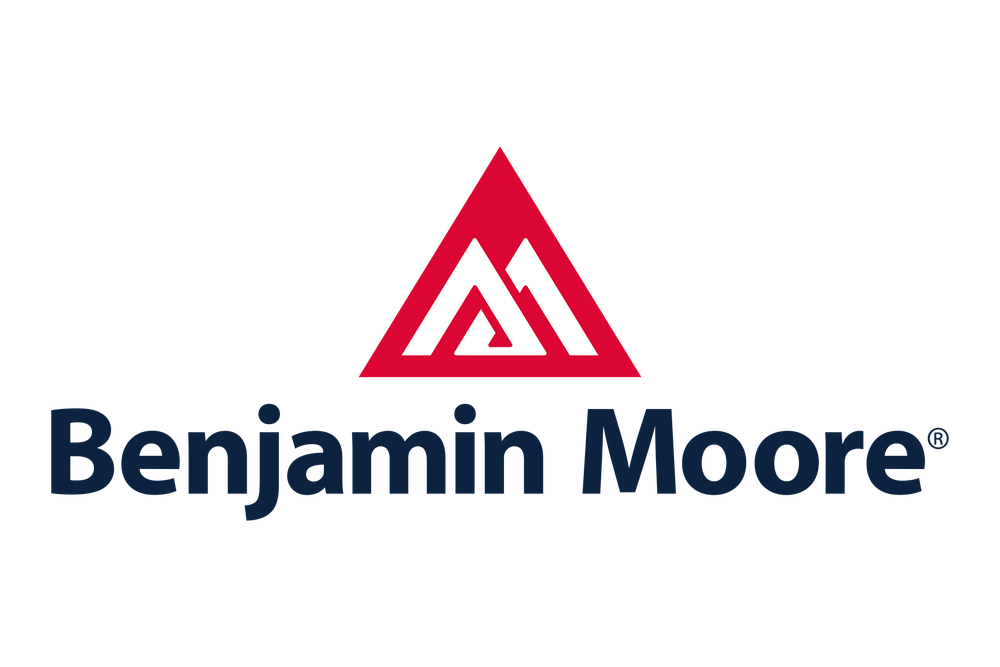 Benjamin Moore logo with red triangle icon and dark blue text on white background
