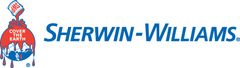 Sherwin-Williams logo with red paint can emblem and blue company name on white background