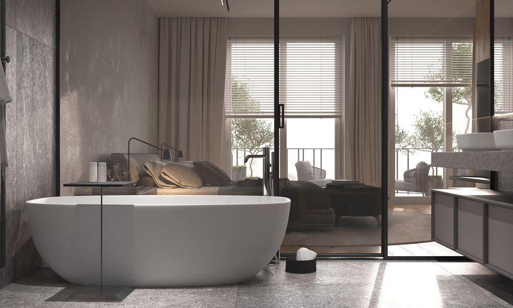 contemporary bathroom and bedroom design
