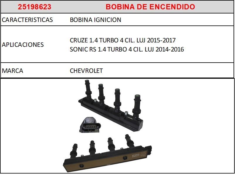 F4- 25198623 BOBINA DE ENCENDIDO
