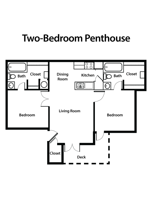 2 Bed | 2 Bath Penthouse floorplan