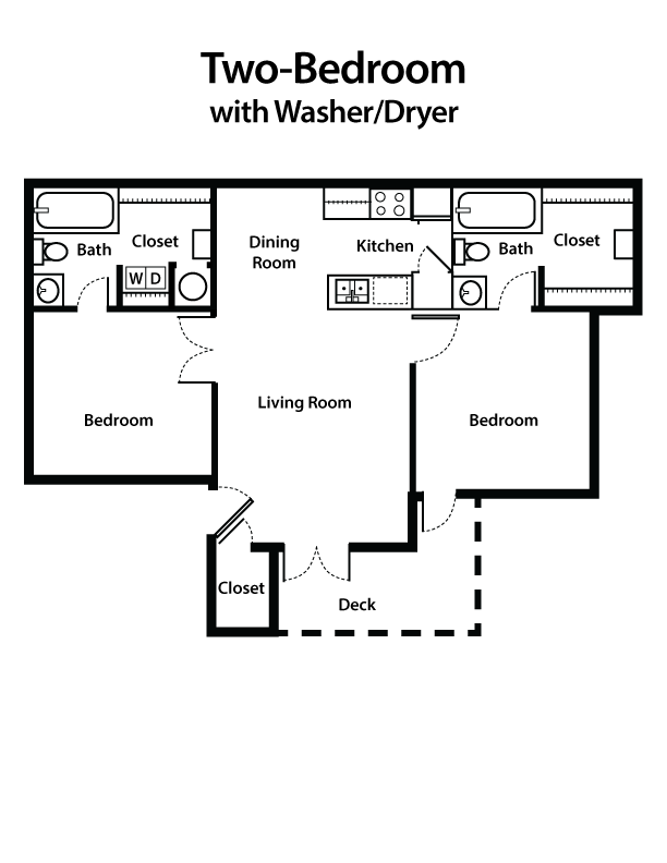 2 Bed | 2 Bath with Washer & Dryer floorplan