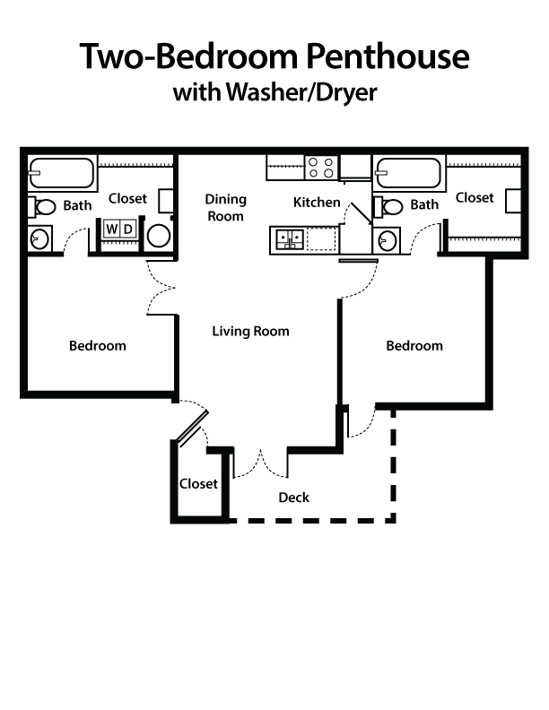 2 Bed | 2 Bath Penthouse with Washer & Dryer floorplan