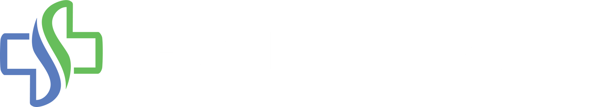 A blue and green logo on a white background.