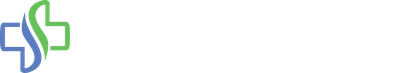 A blue and green logo on a white background.