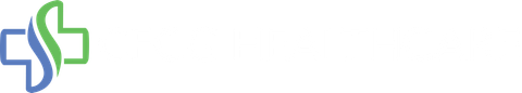 A blue and green logo on a white background.