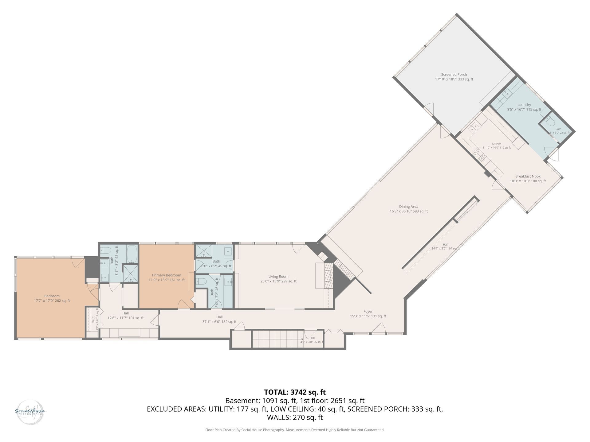 Color-coded building floor plan with labeled rooms and connected corridors on a white background