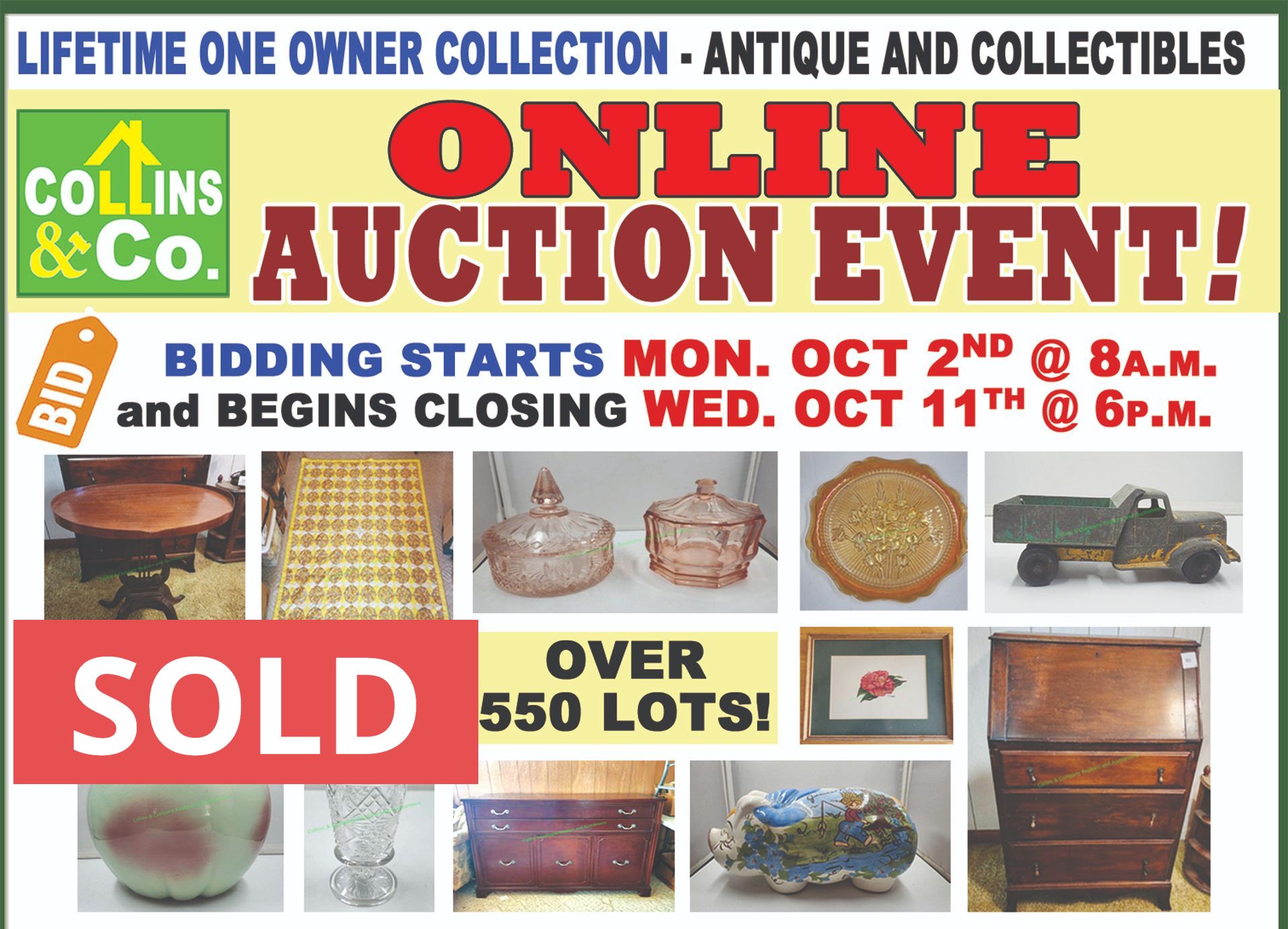 ONLINE AUCTION EVENT BY COLLINS & CO. FLYER - SOLD!