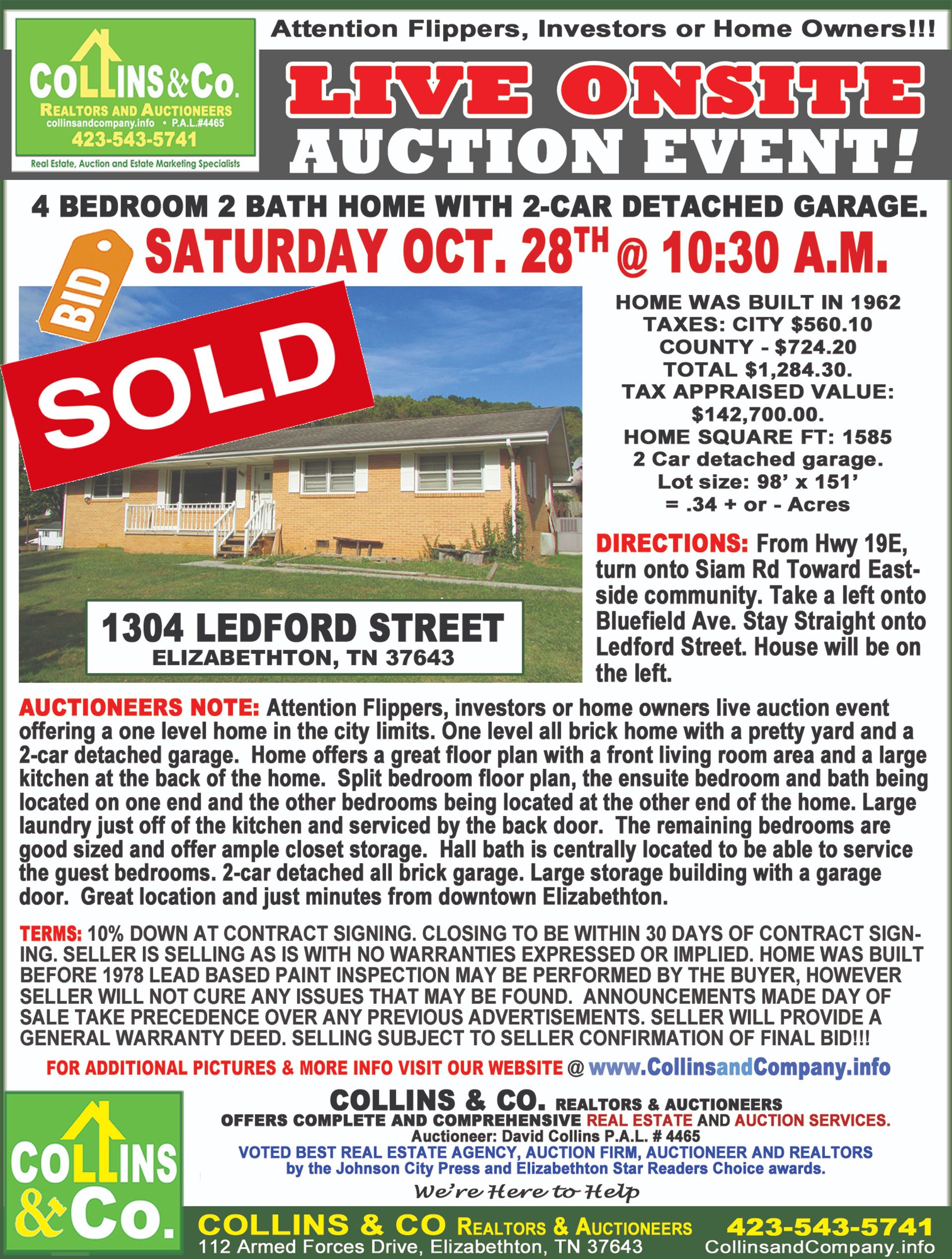 An advertisement for a live onsite auction event