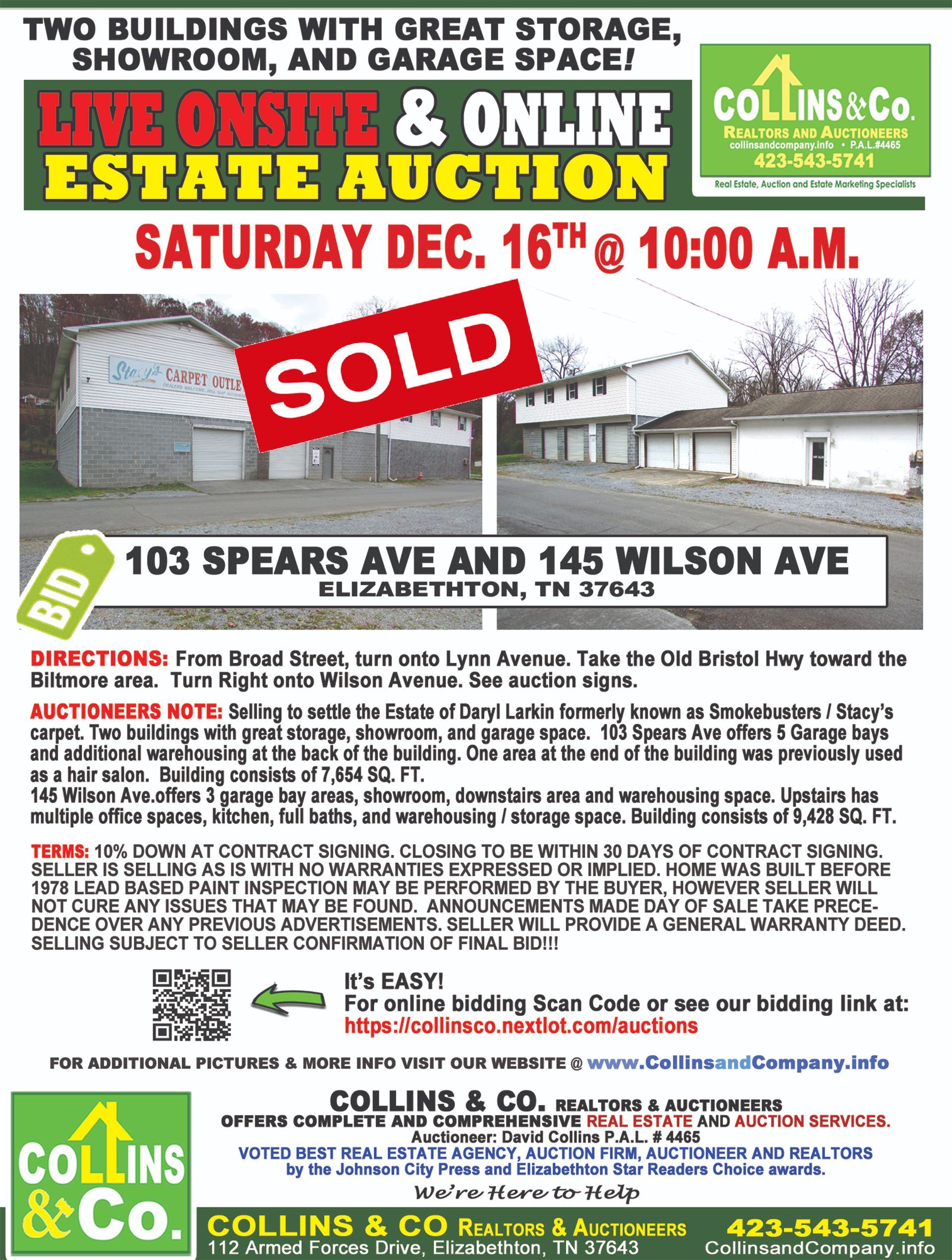 A flyer for a live onsite and online estate auction.