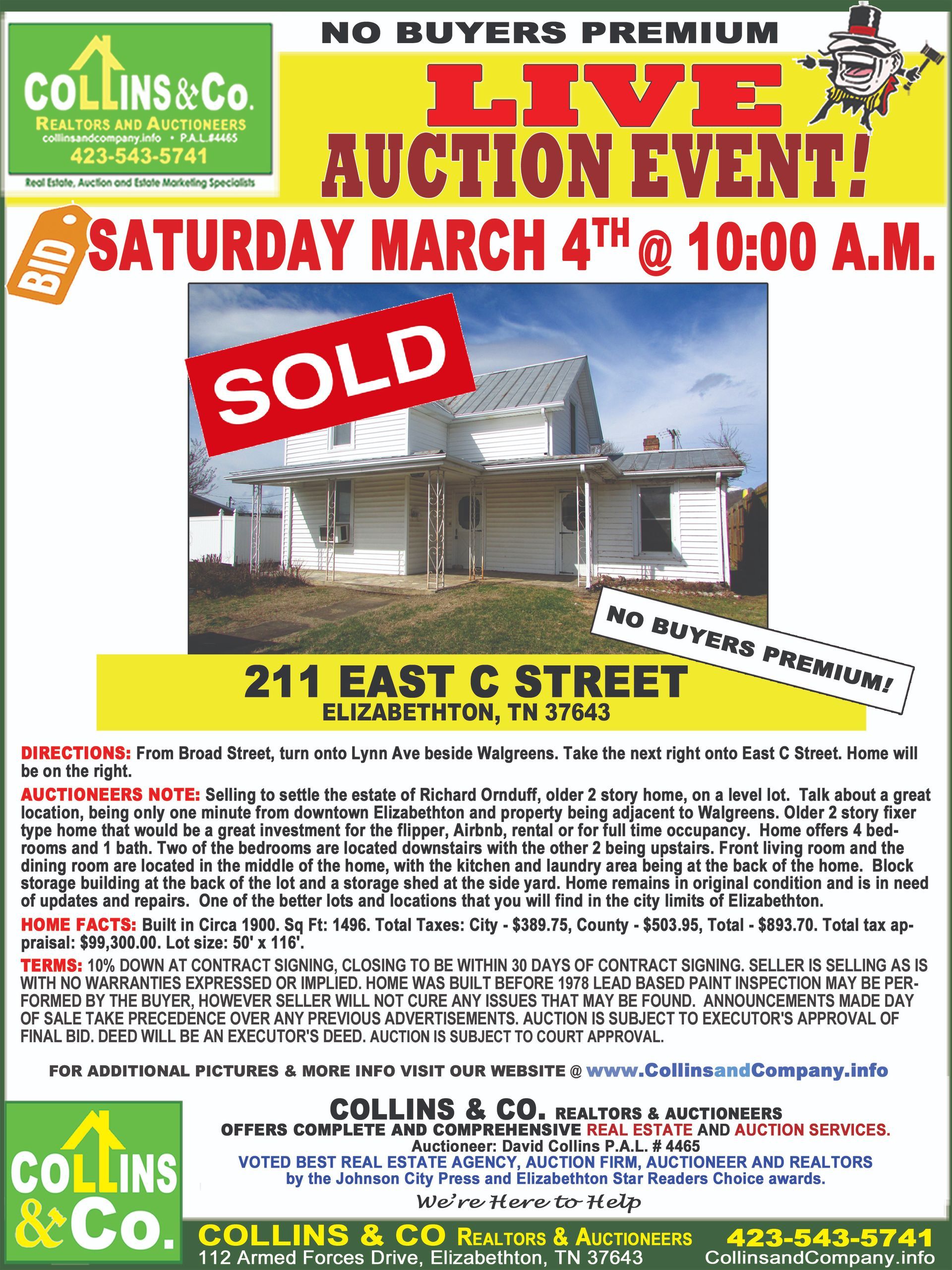 A poster for a live auction event on saturday march 4th