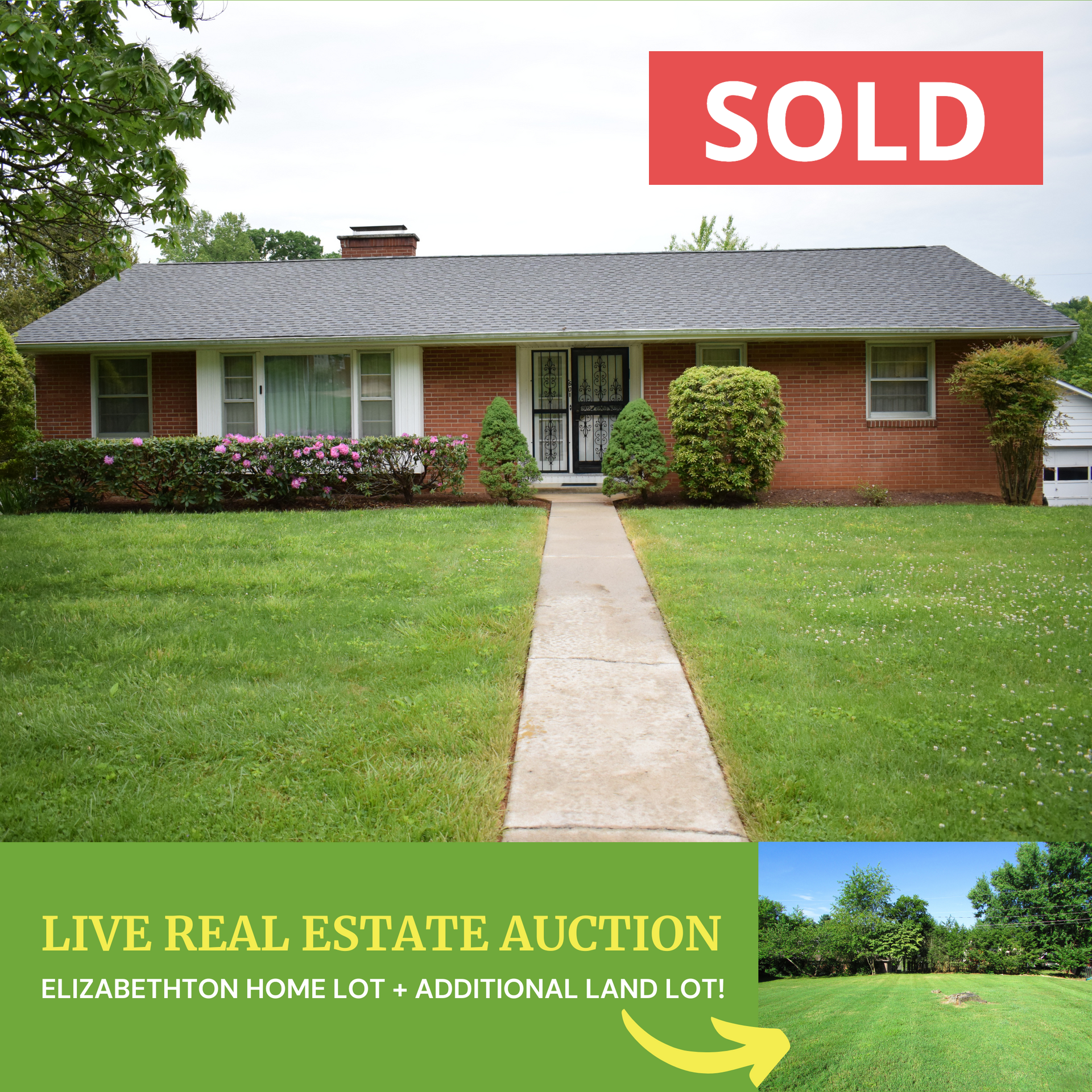 An advertisement for a live real estate auction - sold auction by Collins & Co.