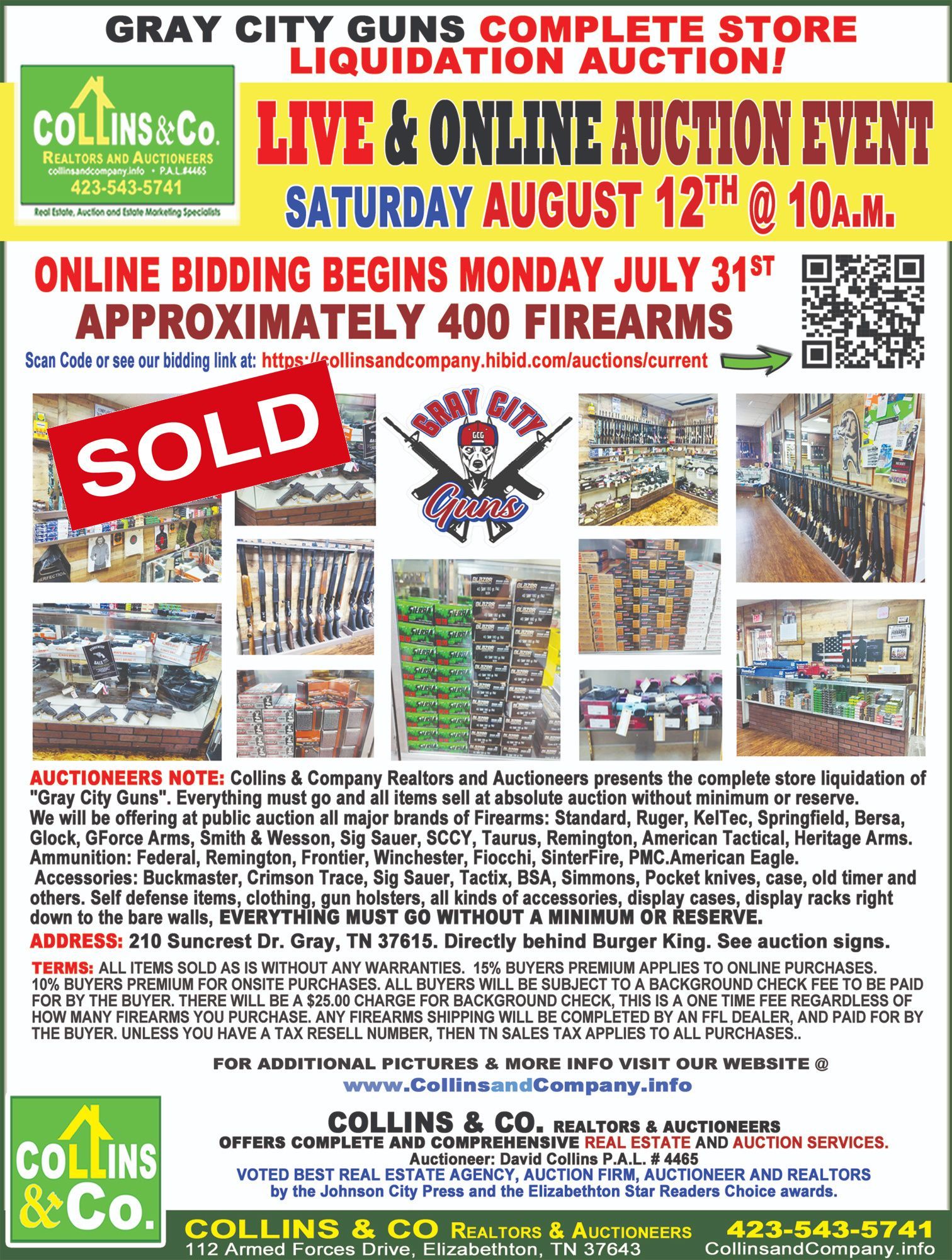 A flyer for a live and online auction event.