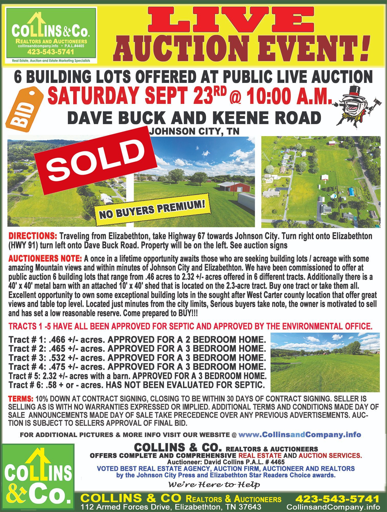 A live auction event is being held on saturday september 23rd at 10:00 am.