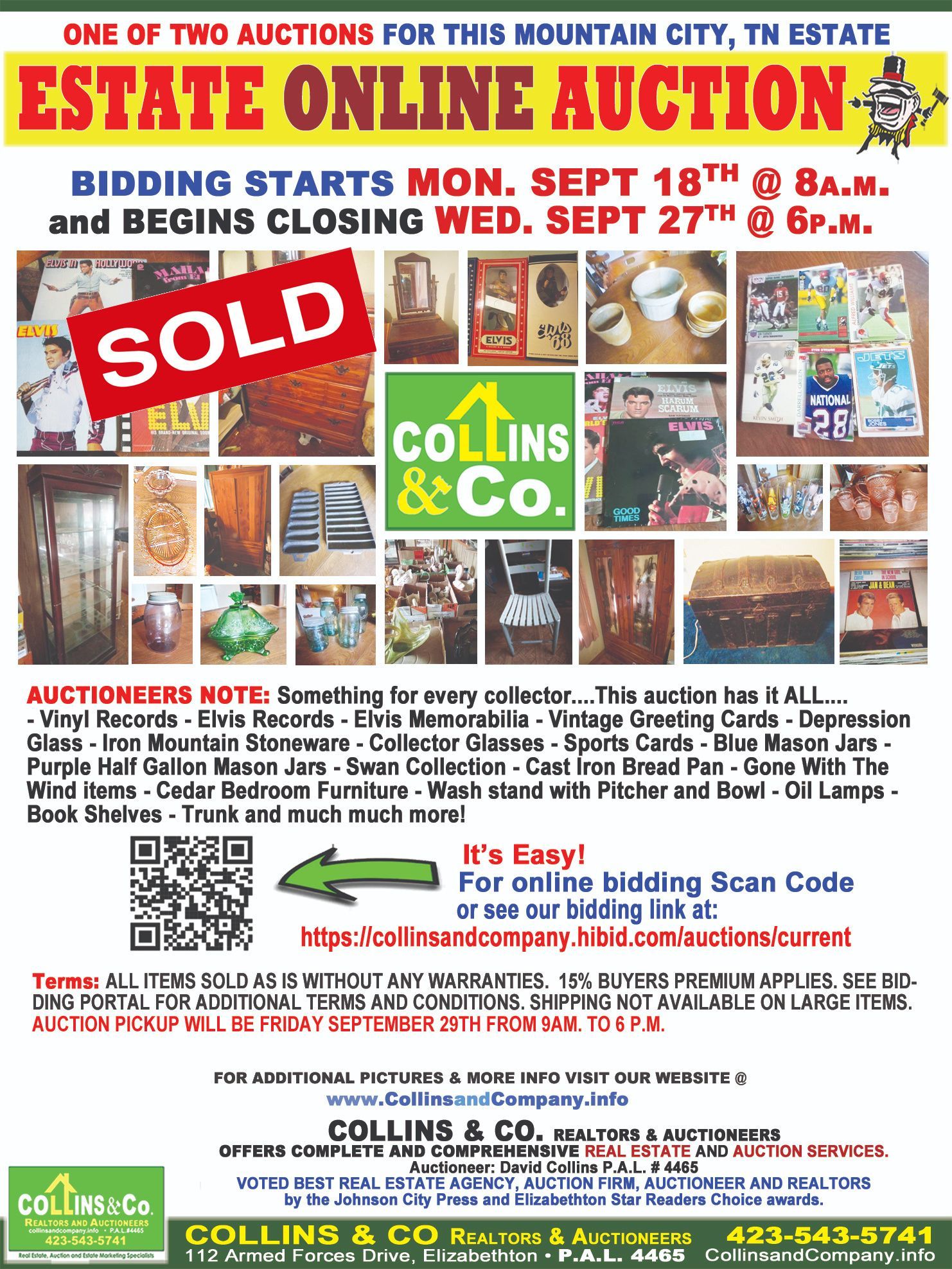 A poster for a estate online auction.