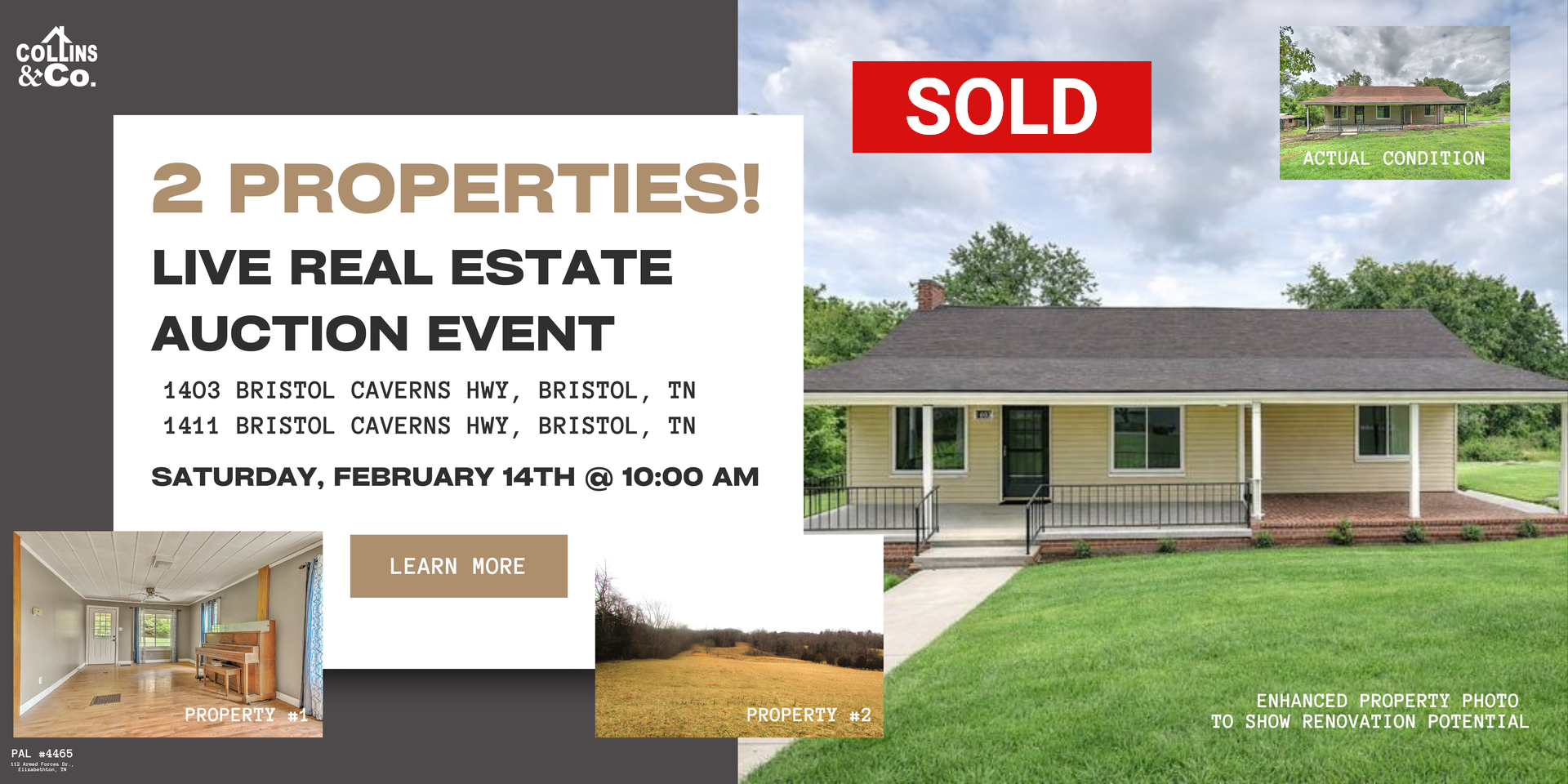 Real estate auction ad: 