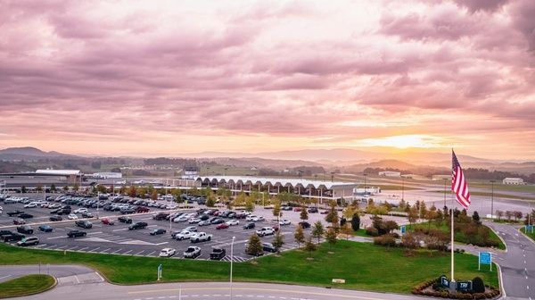 An aerial view of the front of the Tri-Cities Regional Airport